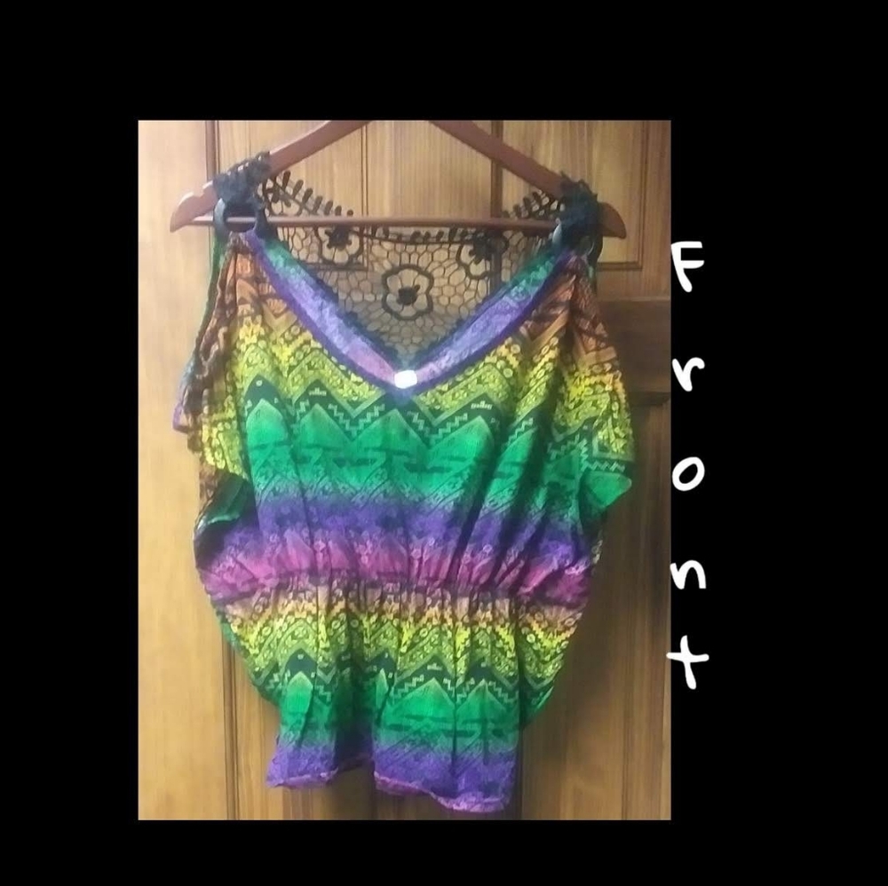 Multi-colored crop top with lace back